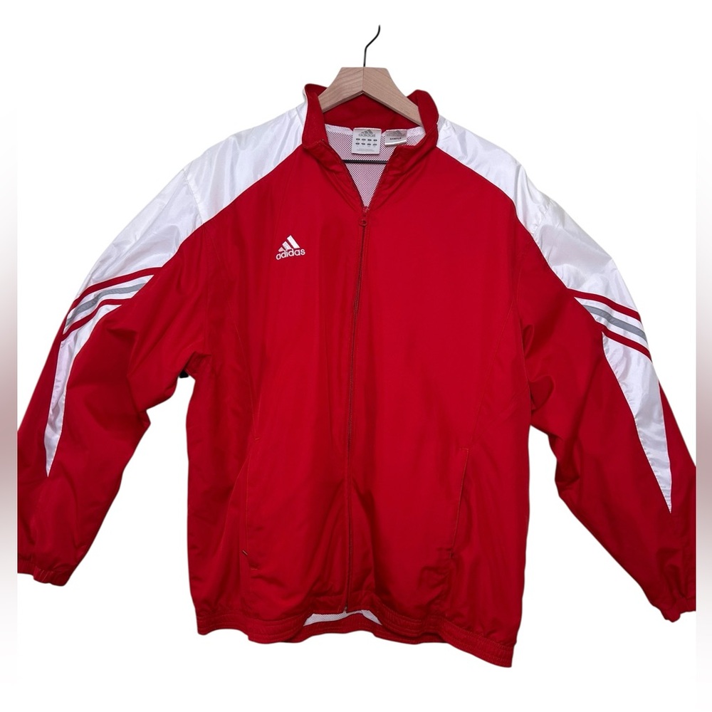 ADIDAS Y2K Track‎ Jacket Red White Men L Zip Up Athletic SAMPLE